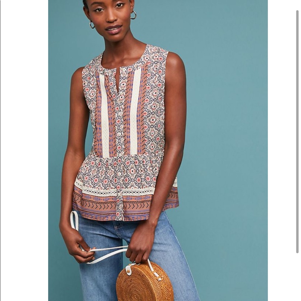 ANTHROPOLOGIE: Floral Sleeveless (Purple Orange)